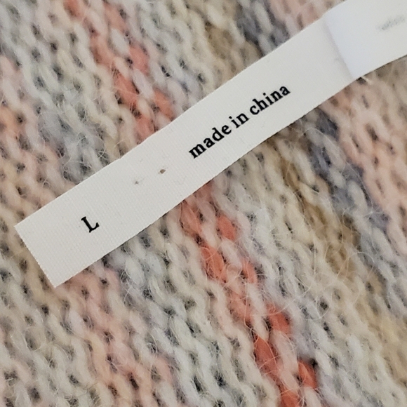 Dreamers By Debut Size L Multi Colour Fringe Button Up V-Neck Knit Sweater - Picture 6 of 10